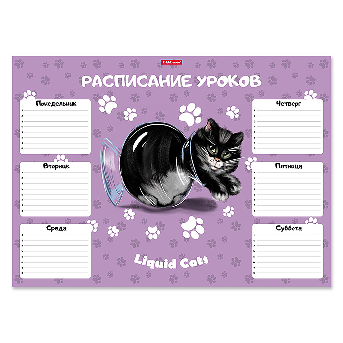 Расписание уроков "Жидкие коты" А3 Расписание уроков "Жидкие коты" А3