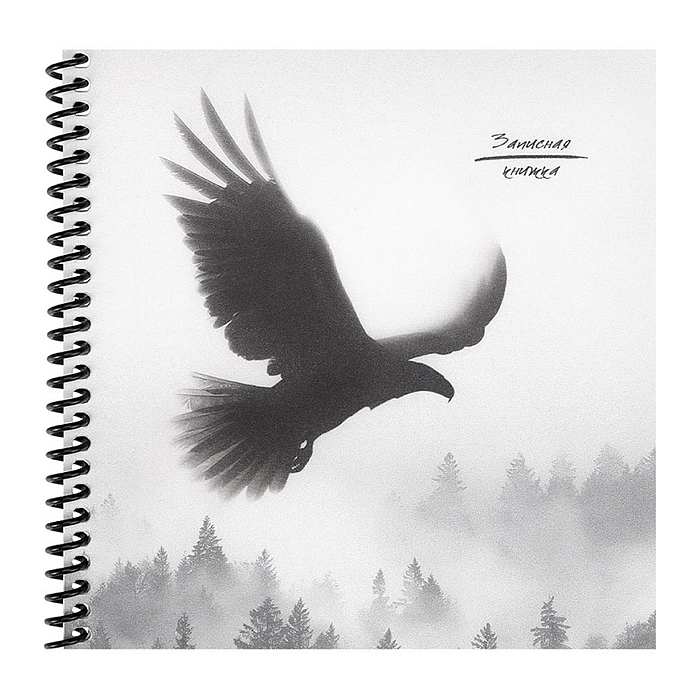 Записная книжка 48л. "Птица в тумане" 158х158см. пластиковая обложка, цв.спираль