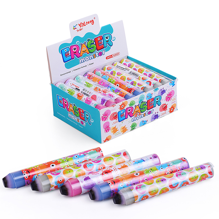 Ластик "Монстрики", синтетический каучук, ПВХ, цилиндрический, цвет ассорти, 105х15 мм Ластик "Монстрики", синтетический каучук, ПВХ, цилиндрический, цвет ассорти, 105х15 мм
