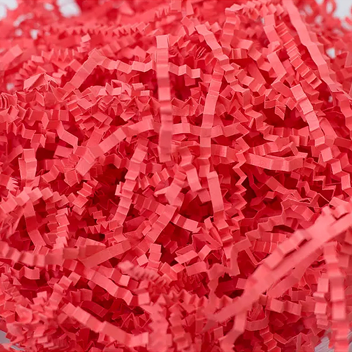 Наполнитель гофрированный бумажный для подарков 100 г, красная бумага, в пластиковом пакет