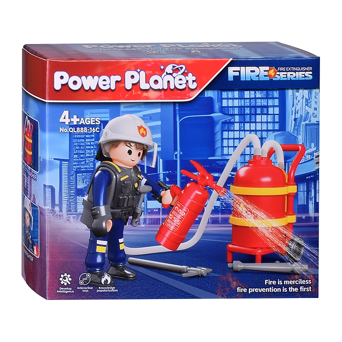 Конструктор QL888-16 "Пожарная тележка" с минифигуркой, в коробке