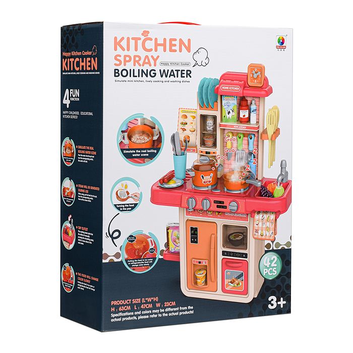 Фото к товару Игровой набор кухня MJL-909B "Маленький шеф" цвет розовый, в коробке Игровой набор кухня MJL-909B "Маленький шеф" цвет розовый, в коробке