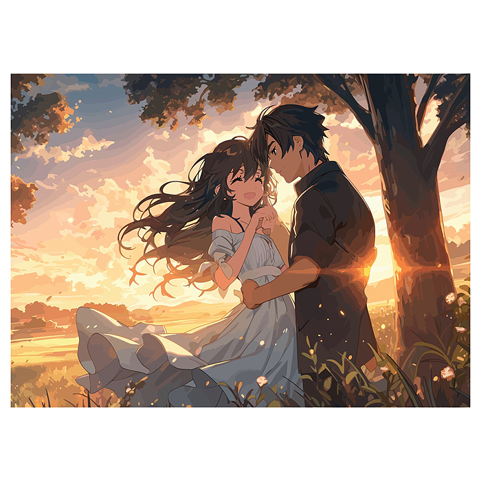 Холст с красками 40х50 по номерам "Объятия под деревом" (в коробке) (30цв.) 