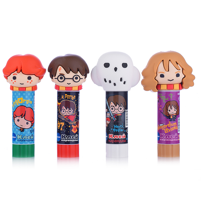 Клей-карандаш с топпером "Гарри Поттер" ПВП 9 г, микс 4 героя в дисплее Клей-карандаш с топпером "Гарри Поттер" ПВП 9 г, микс 4 героя в дисплее