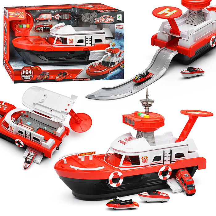 Катер 660-A247 в комплекте с машиной, красный, в коробке Катер 660-A247 в комплекте с машиной, красный, в коробке