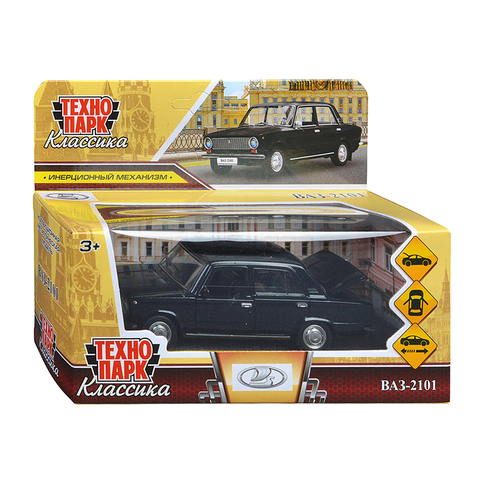 Фото к товару Машина металл ВАЗ-2101 12 см, (двери, багаж, черный) инерц, в коробке Машина металл ВАЗ-2101 12 см, (двери, багаж, черный) инерц, в коробке