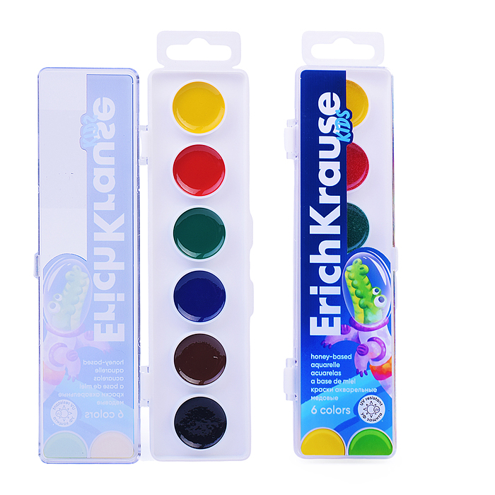 Краски акварельные медовые 6 цветов б/к Краски акварельные медовые 6 цветов б/к