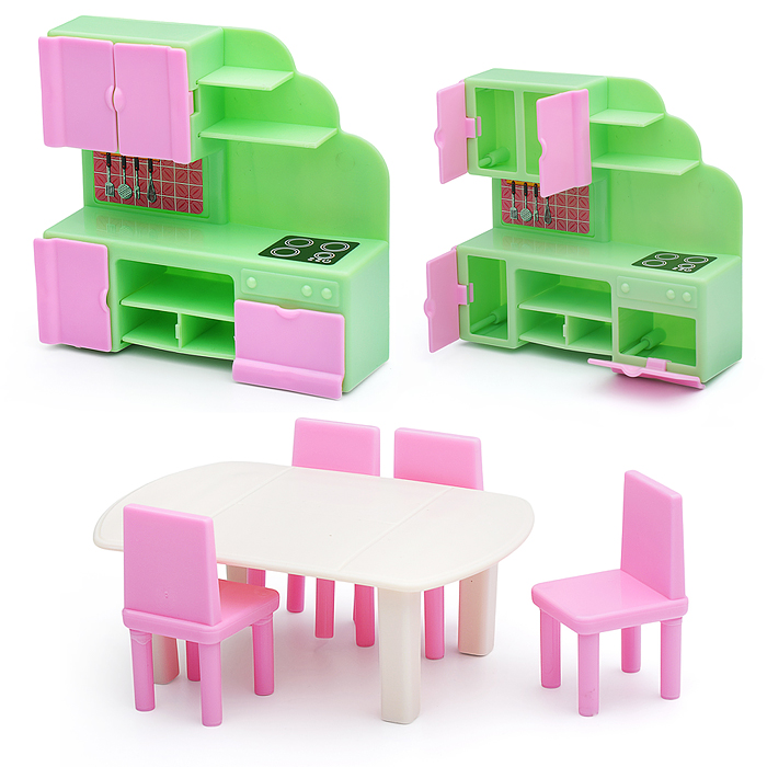 Набор мебели для кукол "Кухня" (6 пред.) (европодвес) Набор мебели для кукол "Кухня" (6 пред.) (европодвес)