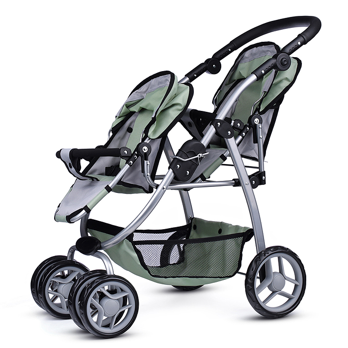 Коляска для кукол 9662D(для двойни)металлическая,прогулочная,с тентом,с корзиной,в пакете