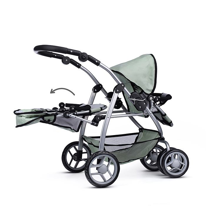 Коляска для кукол 9662D(для двойни)металлическая,прогулочная,с тентом,с корзиной,в пакете