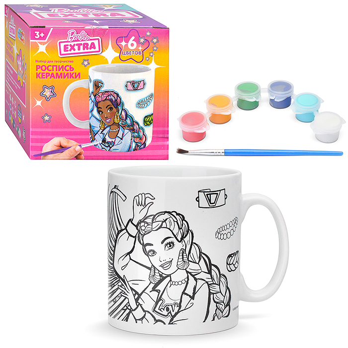 Кружка для росписи "Барби" (краски, кисточка) 