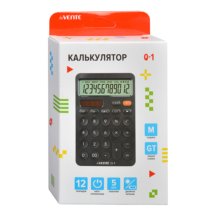 Фото к товару Калькулятор настольный Q-1, 100x157x30 мм, 12 разрядный Калькулятор настольный Q-1, 100x157x30 мм, 12 разрядный