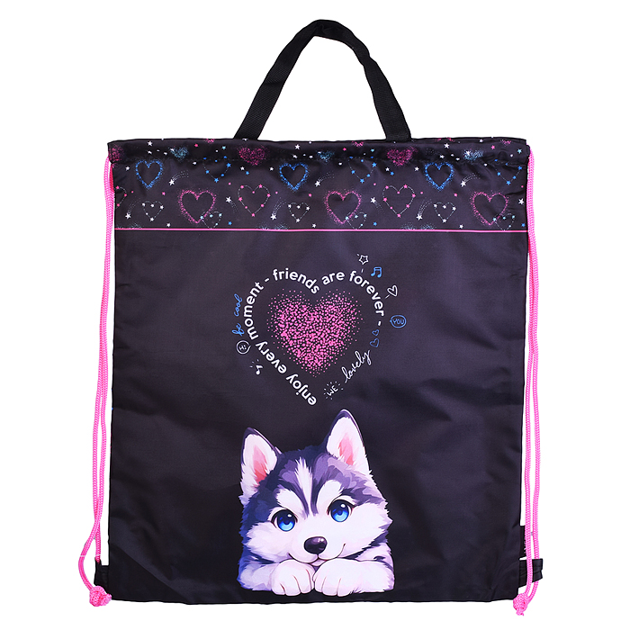 Сумка для сменной обуви "Cute Husky" 38x43 см, влагонепроницаемый полиэстер, на веревочной 