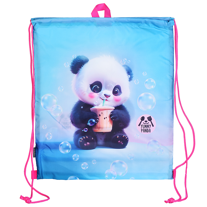 Сумка для сменной обуви "Yummy Panda" 40x47 см, водоотталкивающая ткань, на веревочной завя