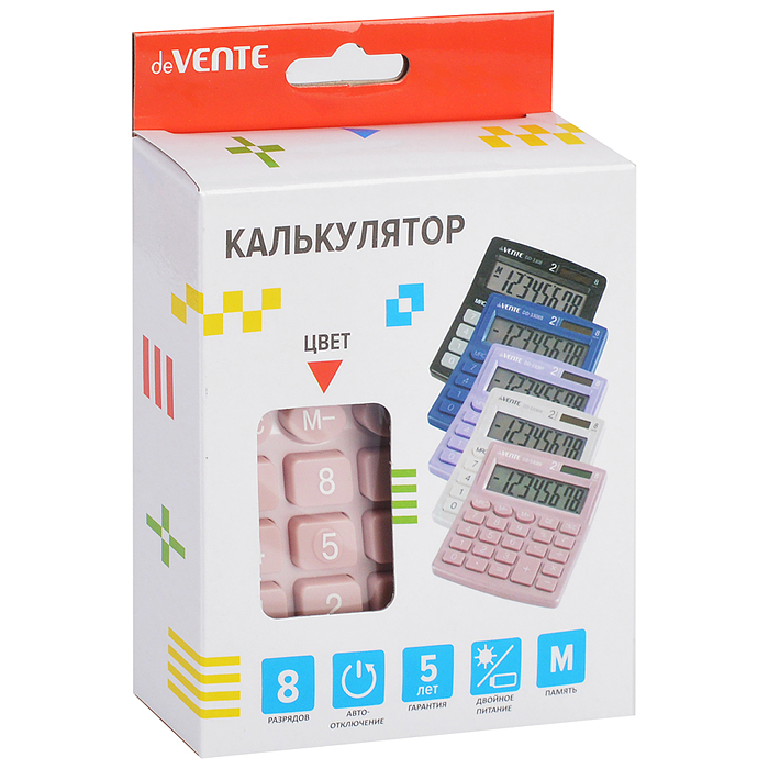 Фото к товару Калькулятор настольный, 105x127x21 мм, 8 разрядный Калькулятор настольный, 105x127x21 мм, 8 разрядный