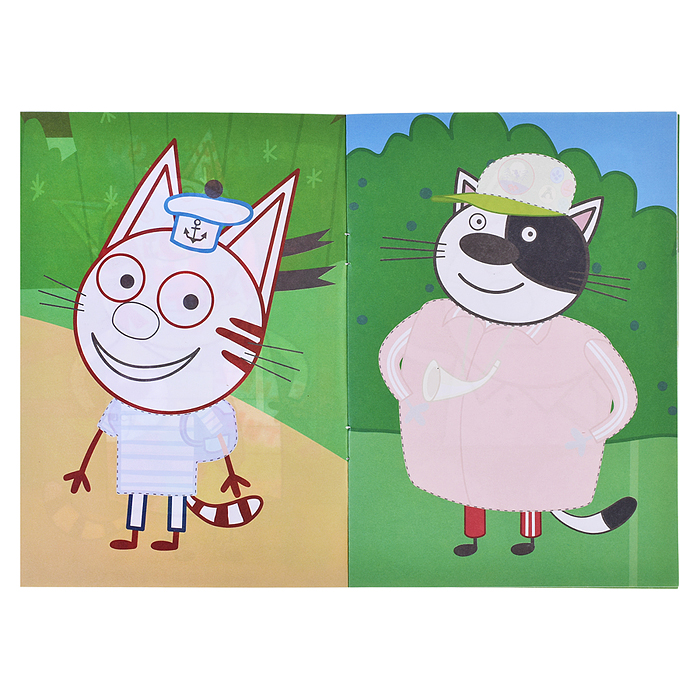 Фото к товару Книга раскраска, аппликация. Три Кота. Приклей-ка.Лесные котики Книга раскраска, аппликация. Три Кота. Приклей-ка.Лесные котики