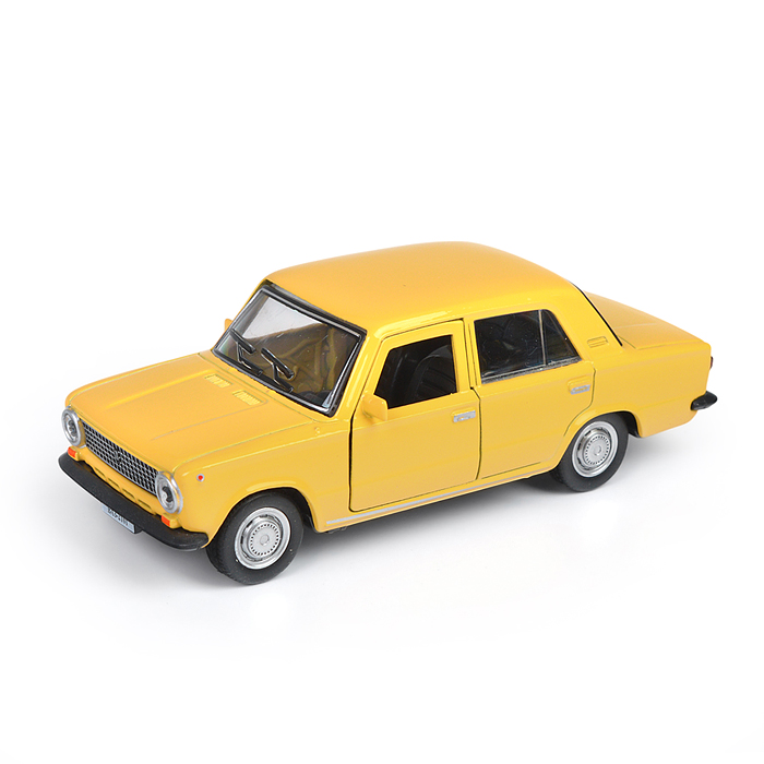 Машина металл ВАЗ-2101 12 см, (двери, багаж, желтый) инерц, в коробке