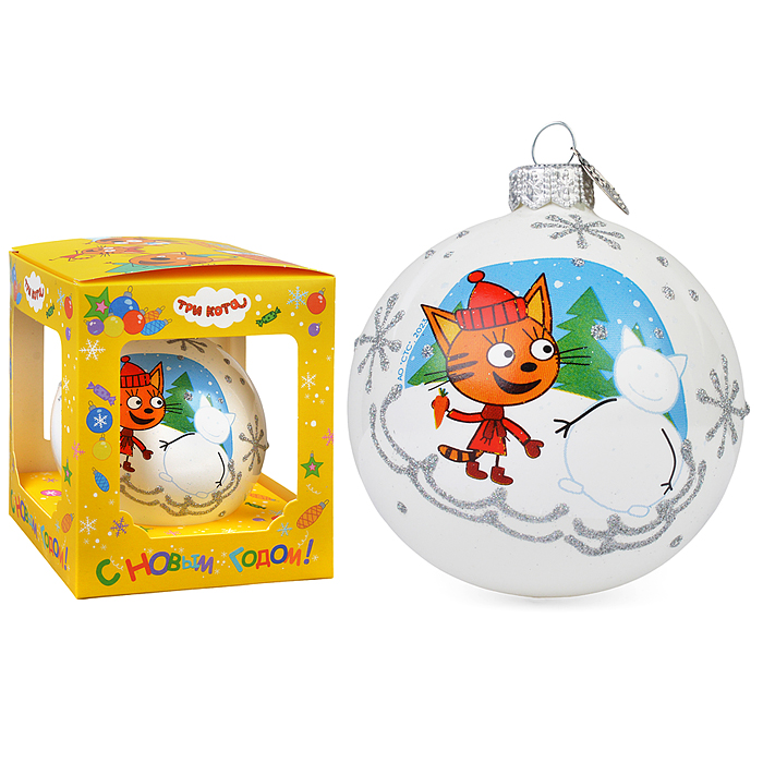 Шар "Карамелька и снеговик", 80 мм., в подарочной упаковке Шар "Карамелька и снеговик", 80 мм., в подарочной упаковке