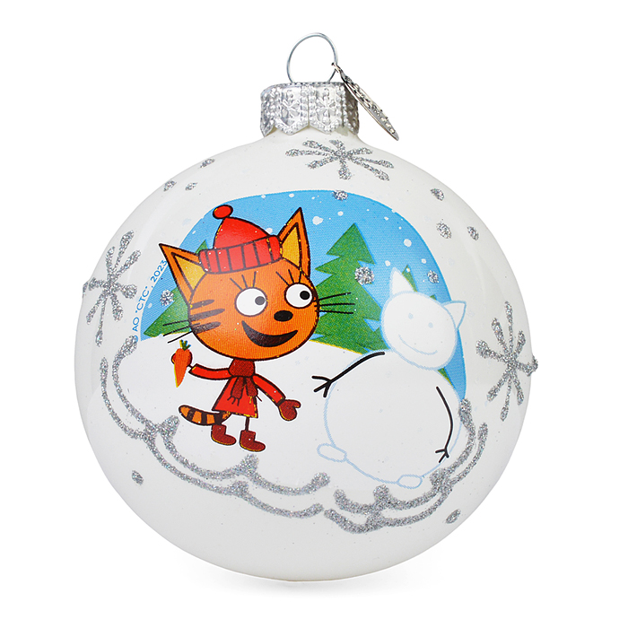 Фото к товару Шар "Карамелька и снеговик", 80 мм., в подарочной упаковке Шар "Карамелька и снеговик", 80 мм., в подарочной упаковке