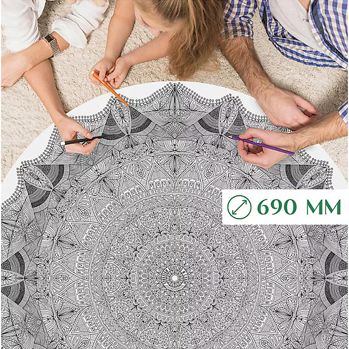 Фото к товару Напольная круглая раскраска. Мандала богатства и успеха Gatto Rosso Напольная круглая раскраска. Мандала богатства и успеха Gatto Rosso