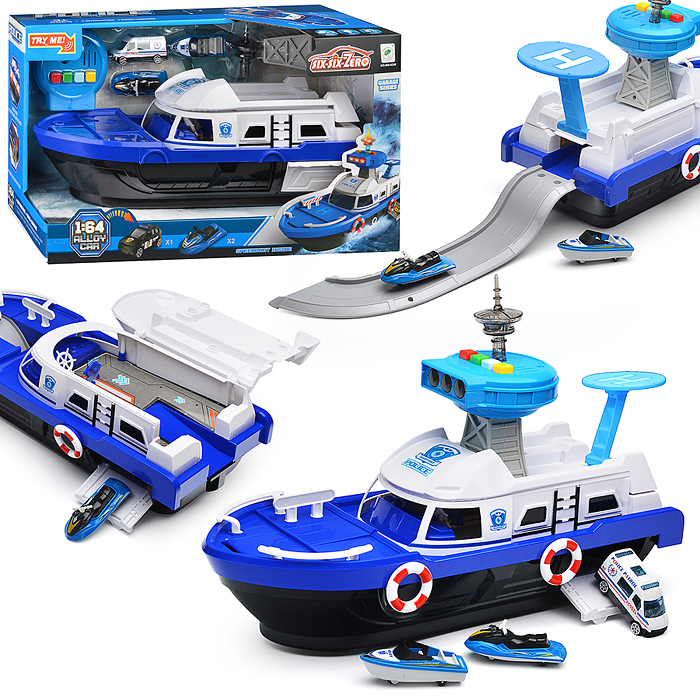 Катер 660-A246 в комплекте с машиной, синий, в коробке Катер 660-A246 в комплекте с машиной, синий, в коробке