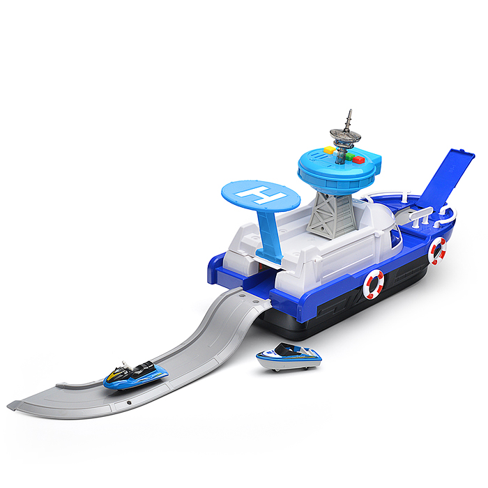 Катер 660-A246 в комплекте с машиной, синий, в коробке