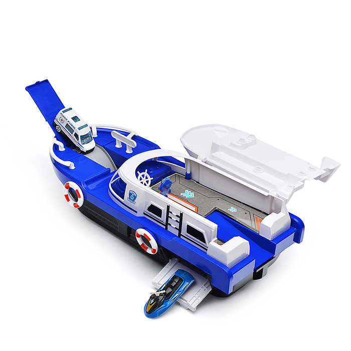Катер 660-A246 в комплекте с машиной, синий, в коробке