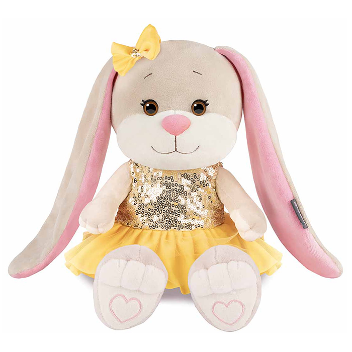 Фото к товару Зайка Лин в жёлтом платье с золотыми пайетками, 25 см, в коробке. Зайка Лин в жёлтом платье с золотыми пайетками, 25 см, в коробке.