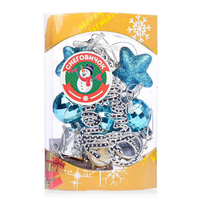 Набор новогодних украшений S2001-4 3см*13шт синий