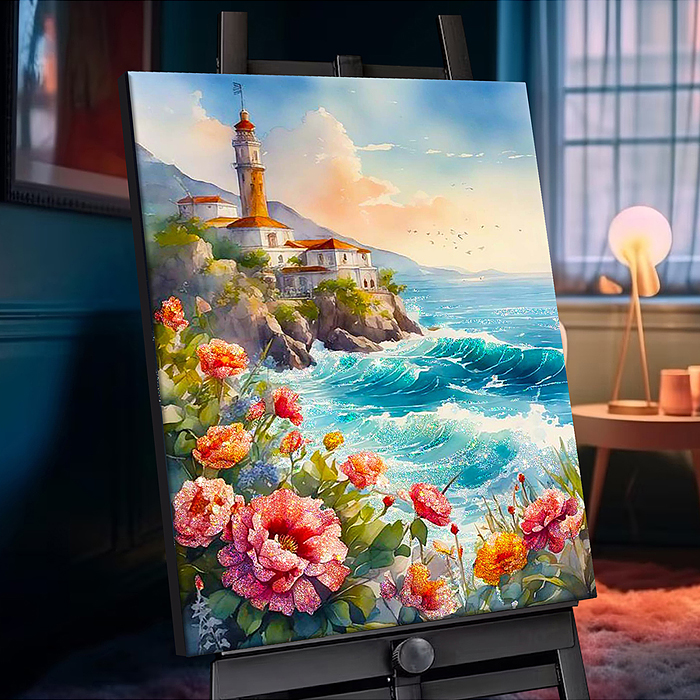 Фото к товару Картина по номерам 40х50 "Морской прилив" с кристаллами из хрусталя (30 цветов) Картина по номерам 40х50 "Морской прилив" с кристаллами из хрусталя (30 цветов)