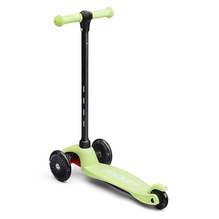 Фото к товару Самокат 3-х колесный ROCKET,колеса PU со светом, светящаяся стойка, ABEC 7, зеленый Самокат 3-х колесный ROCKET,колеса PU со светом, светящаяся стойка, ABEC 7, зеленый