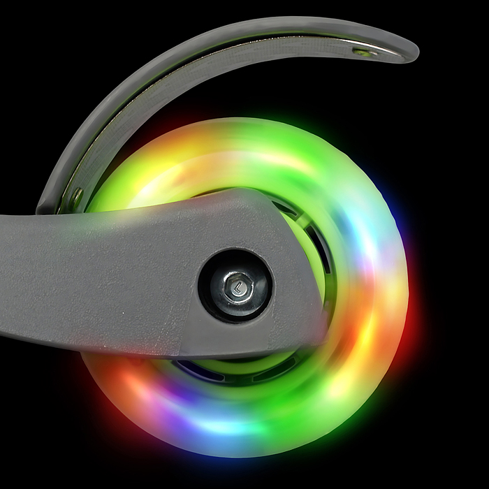 Фото к товару Самокат 3-х колесный ROCKET,колеса PU со светом, ABEC 7, серый Самокат 3-х колесный ROCKET,колеса PU со светом, ABEC 7, серый