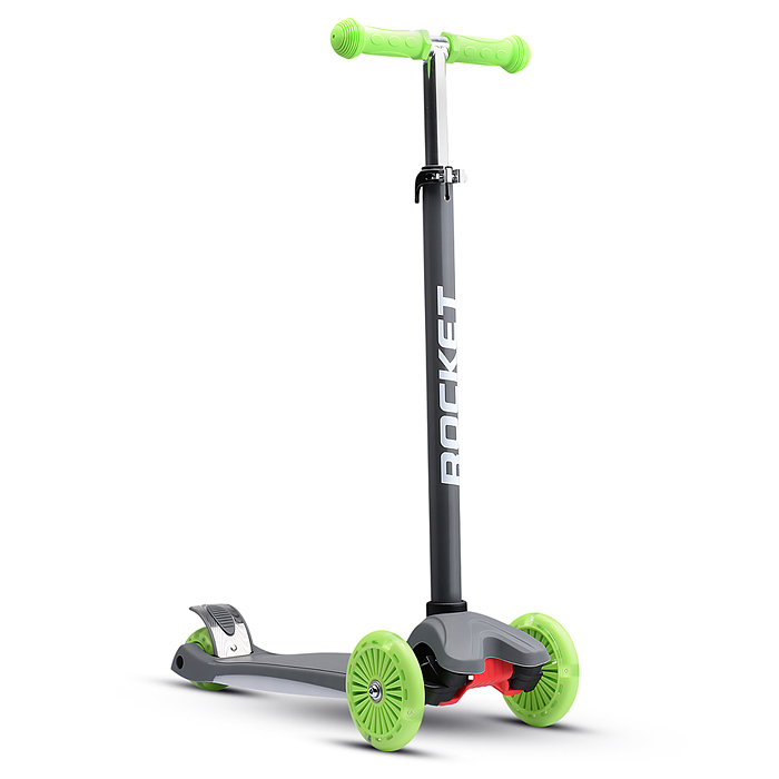 Фото к товару Самокат 3-х колесный ROCKET,колеса PU со светом, ABEC 7, серый Самокат 3-х колесный ROCKET,колеса PU со светом, ABEC 7, серый