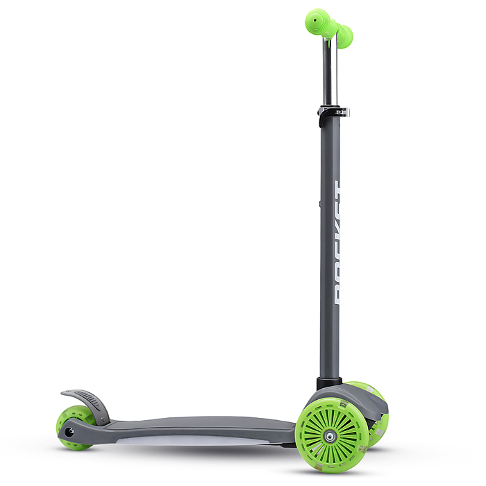 Фото к товару Самокат 3-х колесный ROCKET,колеса PU со светом, ABEC 7, серый Самокат 3-х колесный ROCKET,колеса PU со светом, ABEC 7, серый