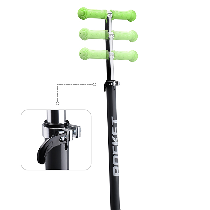 Фото к товару Самокат 3-х колесный ROCKET,колеса PU со светом, ABEC 7, серый Самокат 3-х колесный ROCKET,колеса PU со светом, ABEC 7, серый