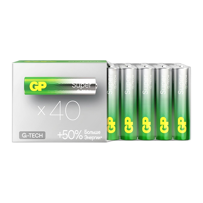 Батарейки алкалиновые GP Super GP24AA21-2CRSWC40 G-TECH LR03 SR10, упак 40 шт Батарейки алкалиновые GP Super GP24AA21-2CRSWC40 G-TECH LR03 SR10, упак 40 шт