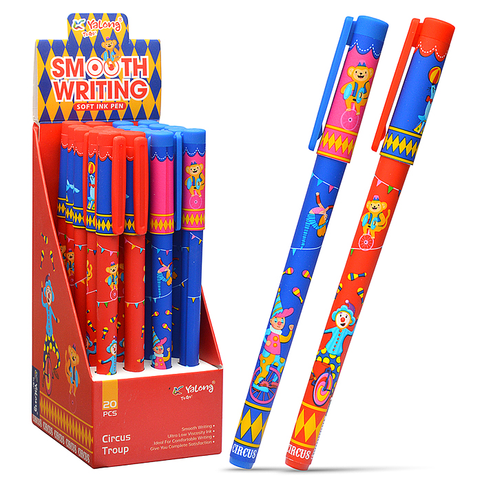 Ручка шариковая Yalong, на масляной основе, "Цирк", 0,7 мм, синяя, игольчатый наконечник, цветной пл