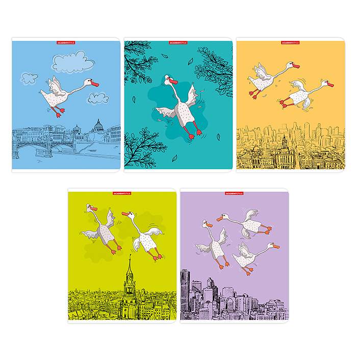 Тетрадь 48л клетка "Гуси в городе" А5 Тетрадь 48л клетка "Гуси в городе" А5