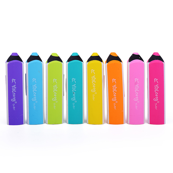 Ластик синтетический каучук "Яркие карандашики" фигурный, цвет ассорти, 65*16 мм