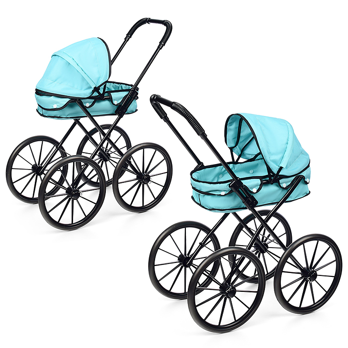 Коляска для кукол LM918-18 металлическая, складная, прогулочная с капюшоном, цвет голубой