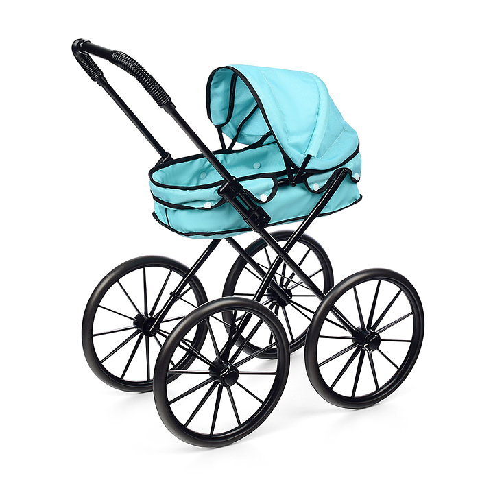 Коляска для кукол LM918-18 металлическая, складная, прогулочная с капюшоном, цвет голубой