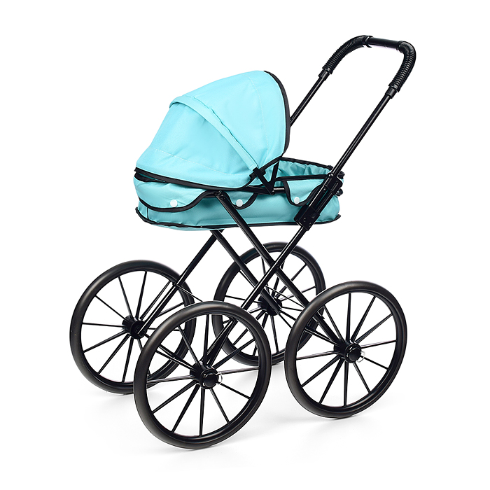 Коляска для кукол LM918-18 металлическая, складная, прогулочная с капюшоном, цвет голубой