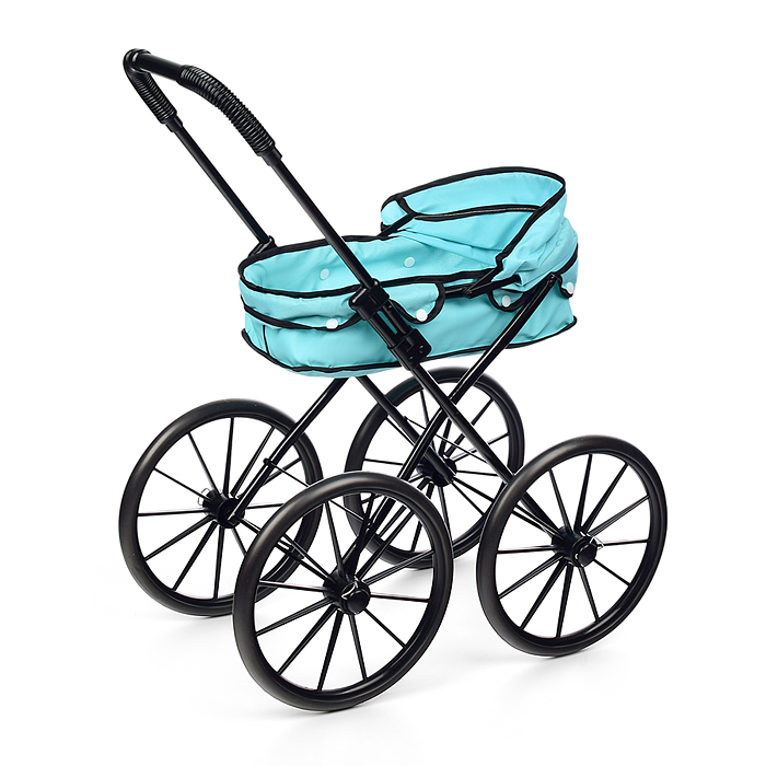 Коляска для кукол LM918-18 металлическая, складная, прогулочная с капюшоном, цвет голубой