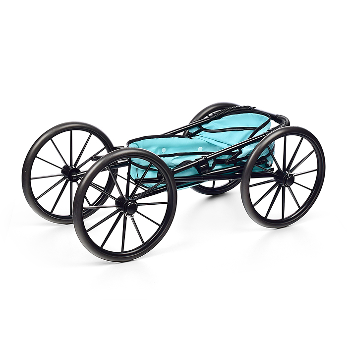 Коляска для кукол LM918-18 металлическая, складная, прогулочная с капюшоном, цвет голубой