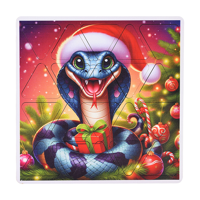 Пазлы малые "Змея в шапке" 20х20см (древесный материал)