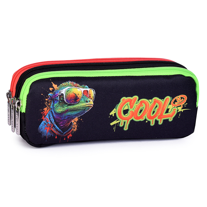 Пенал "Cool Lizard" 21x8,5x5,5 см, прямоугольный для 60 предметов, плотный износостойкий по