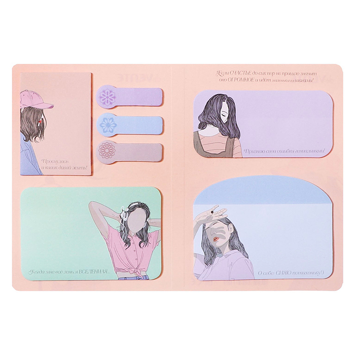 Набор клейкой бумаги для заметок "Mentality" 115x158 мм, размер заметок: 16x45 мм, 48x70 мм