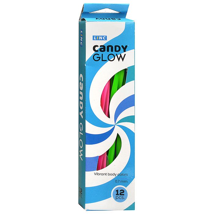 Фото к товару Ручка шарик. Linc Candy Glow синий 0,7 мм ассорти кругл. корп. игольчатый наконечник Ручка шарик. Linc Candy Glow синий 0,7 мм ассорти кругл. корп. игольчатый наконечник