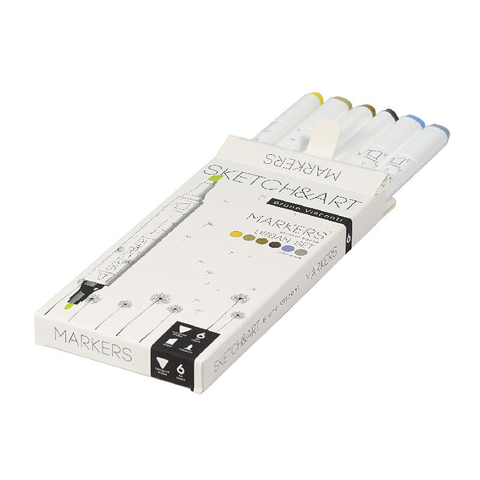 Фото к товару Набор двусторонних скетч-маркеров "Sketch&art. Архитектура", 6 цв. Набор двусторонних скетч-маркеров "Sketch&art. Архитектура", 6 цв.