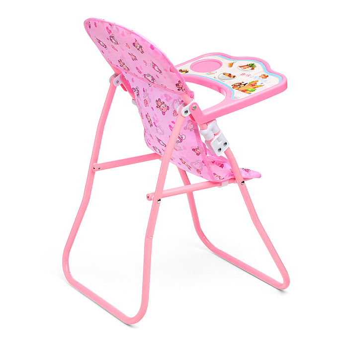 Фото к товару Кукольный стульчик для кормления 828 (металлический, складной, цвет розовый, с принтом) в пакете Кукольный стульчик для кормления 828 (металлический, складной, цвет розовый, с принтом) в пакете